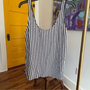 Mark D Sikes Navy Blue &White Tank Top Scoop-neck Lower Scoop in Back Si…